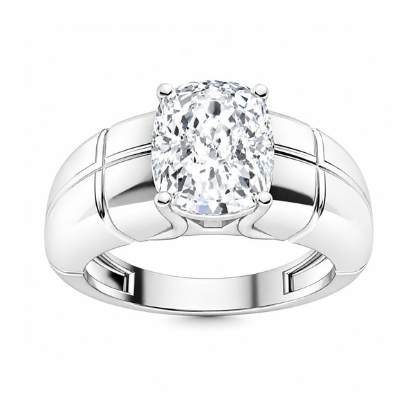 Cushion Cut Lab Grown Diamond Solitaire Classic Men's Ring