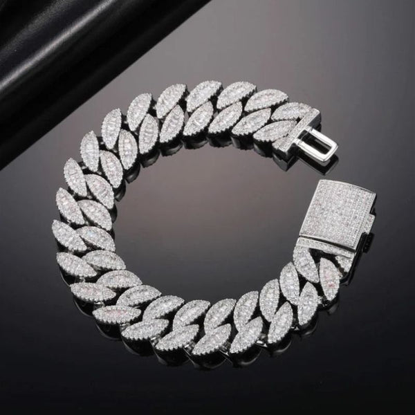 Baguette Cut Moissanite Iced Out Cuban Link Hip Hop Chain