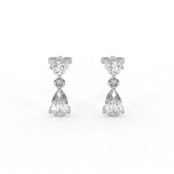 Round & Pear Cut Moissanite Women's Drop Dangle Earrings