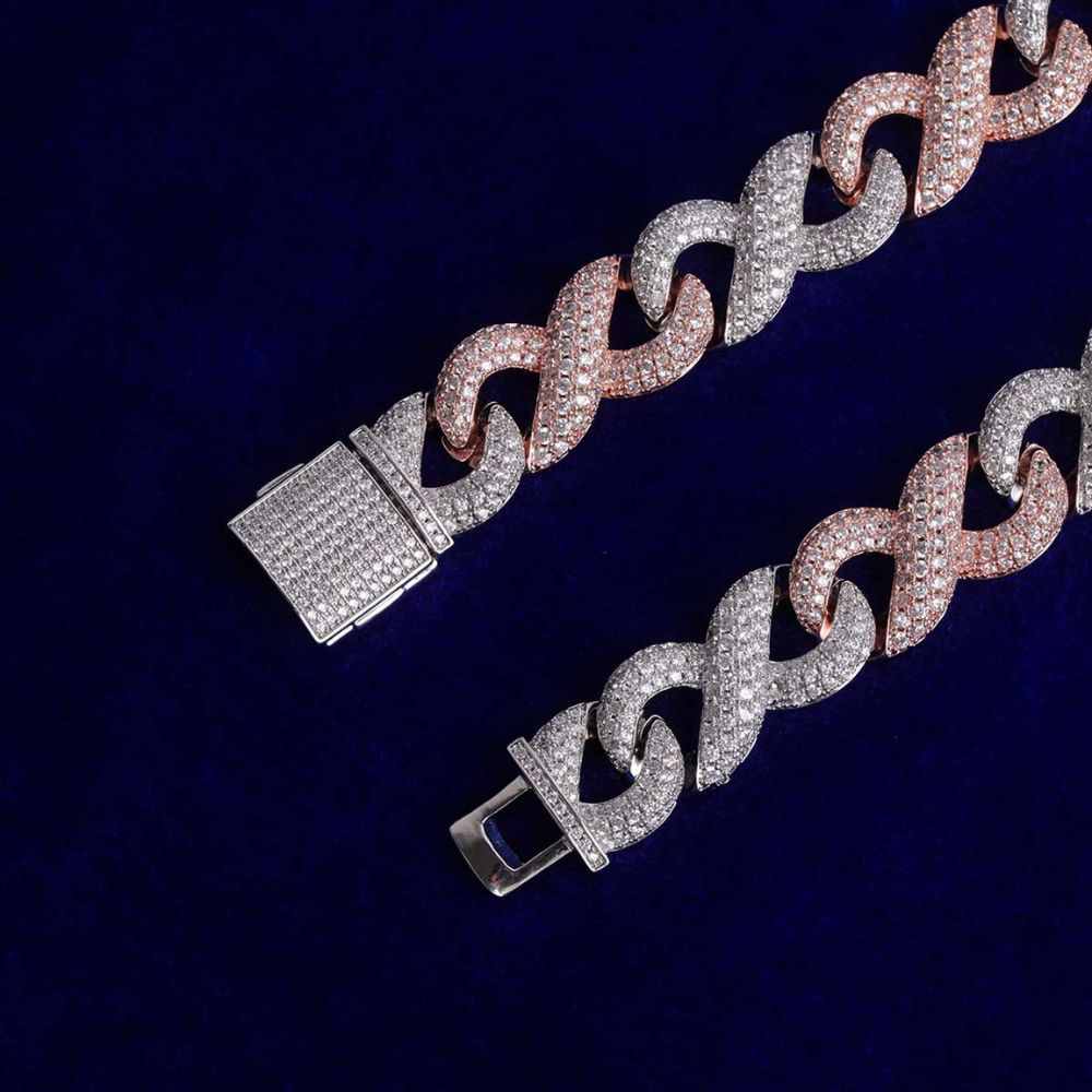 Round Cut Lab Grown Diamond Infinity Link Cuban Chain