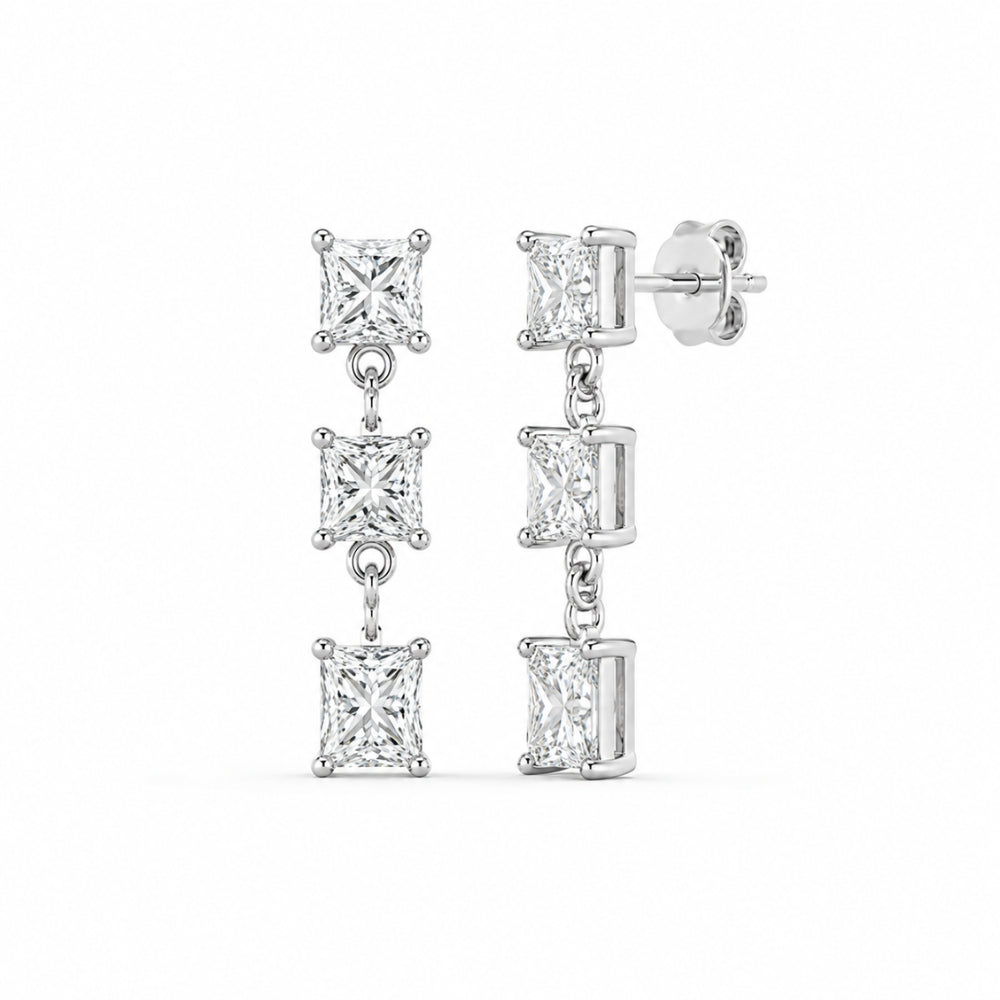 Moissanite Princess Cut Classic Drop Dangle Earring For Women
