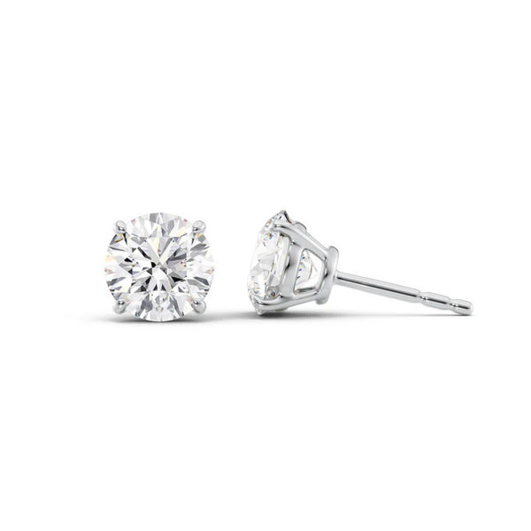 Round Cut Basket Prong Moissanite Stud Earring
