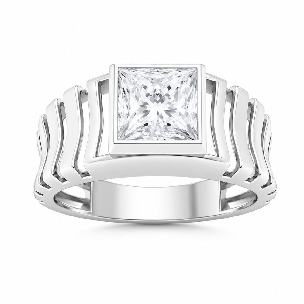 Princess Cut Solitaire Lab Grown Diamond Bezel Set Engagement Ring