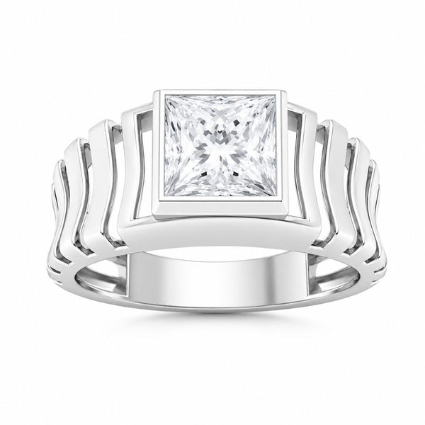 Princess Cut Solitaire Lab Grown Diamond Bezel Set Engagement Ring
