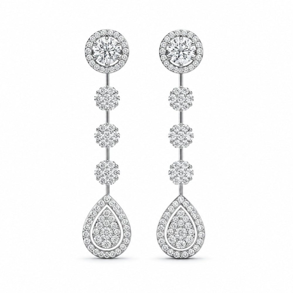 Round Cut Moissanite Elegant Drop Dangle Earrings For Her