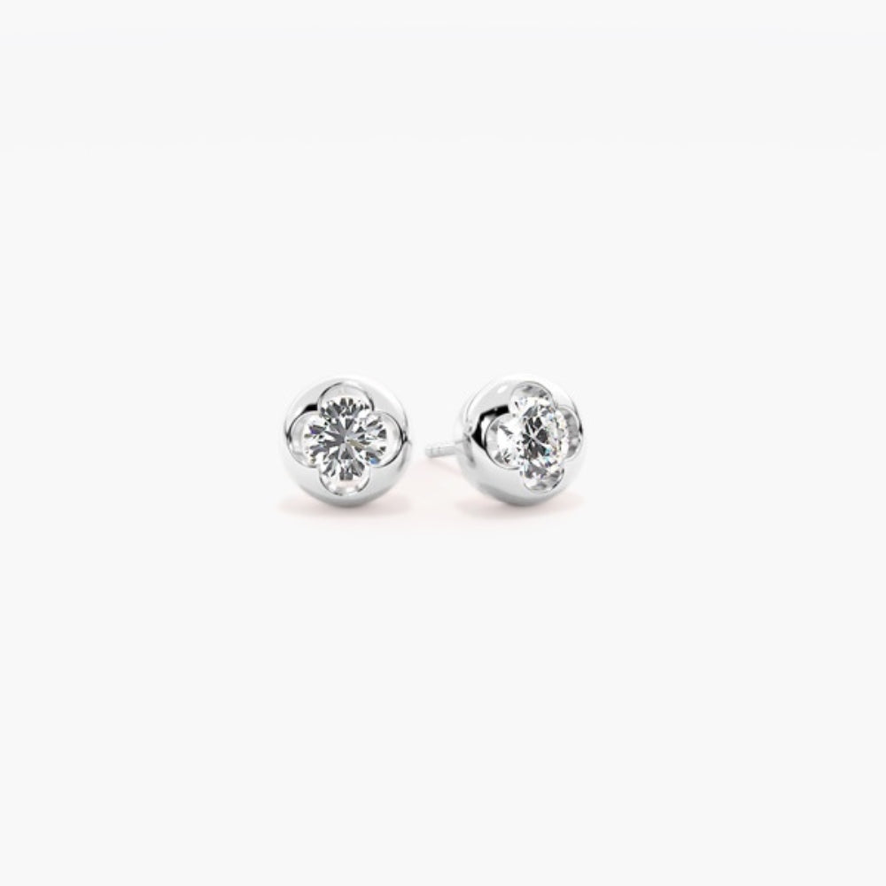 Moissanite Round Cut Bezel Set Solitaire Earring