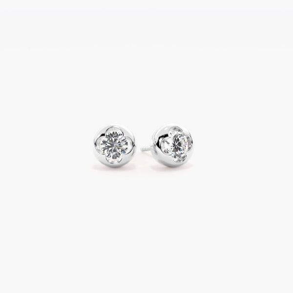 Moissanite Round Cut Bezel Set Solitaire Earring