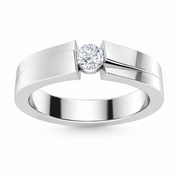 Round Cut Lab Grown Diamond Bar Set Solitaire Men's Ring For Anniversary Gift