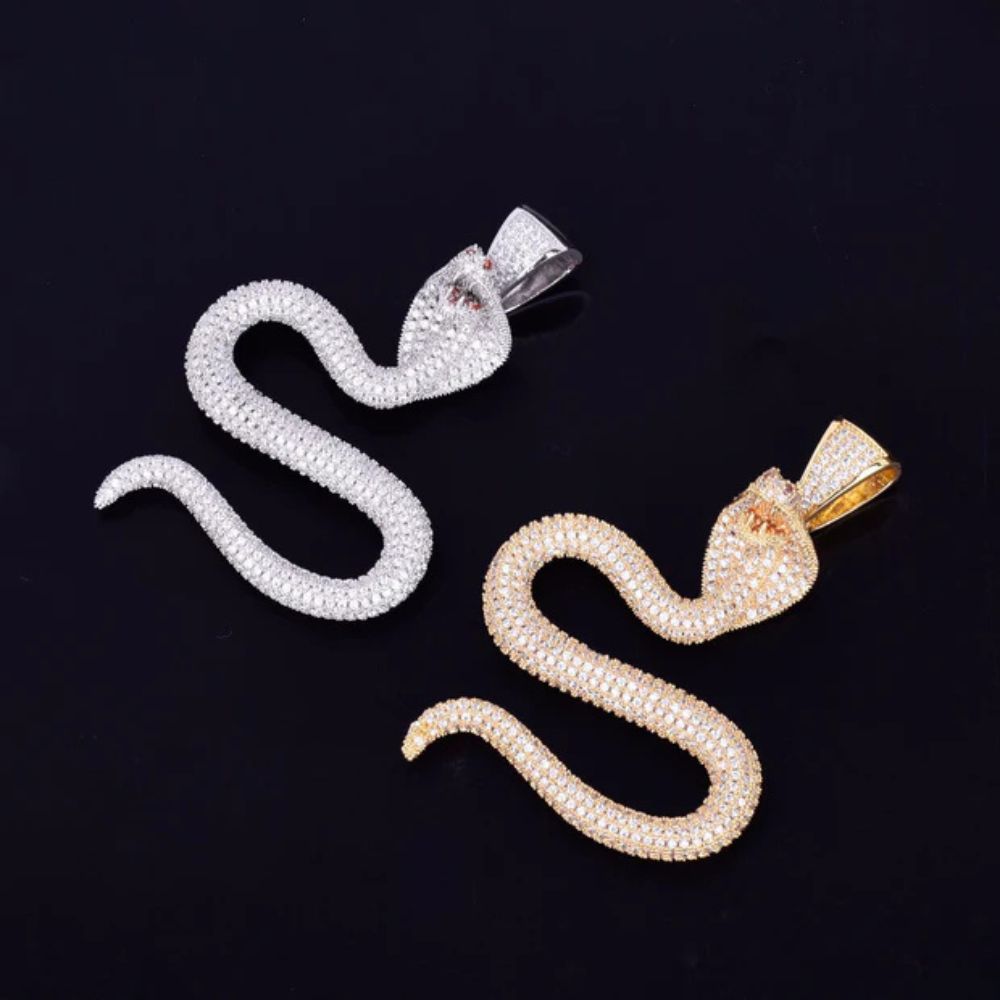 Round Cut Lab Grown Diamond Micro Pave Snake Pendant