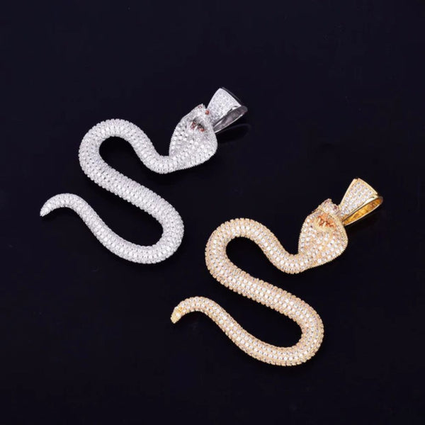 Round Cut Lab Grown Diamond Micro Pave Snake Pendant