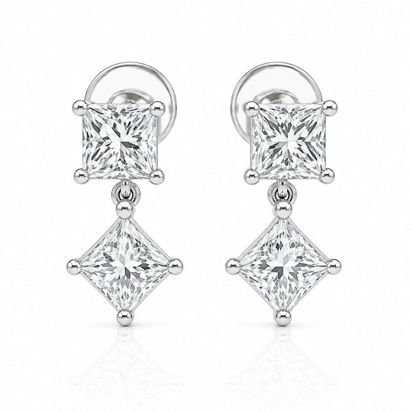 Princess Cut Moissanite Women's Earrings Anniversary Gift