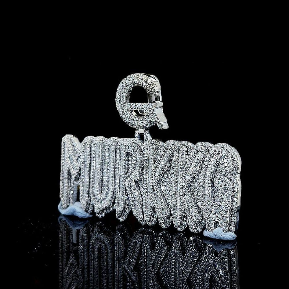 Customized Name Letter Baguette Cut Moissanite Hip Hop Pendant