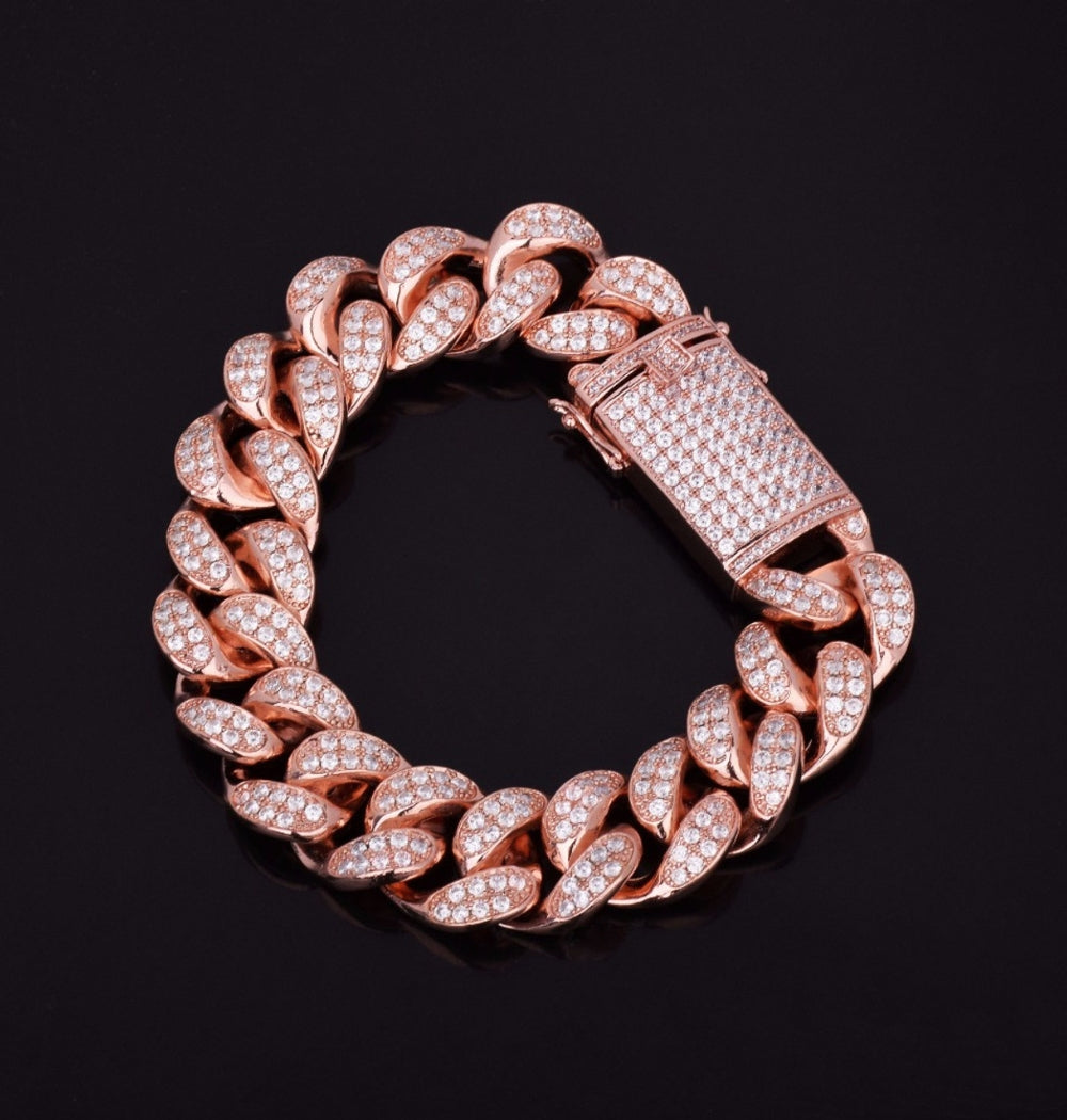 Moissanite Round Cut Cuban Iced Out Men's Hip Hop Bracelet
