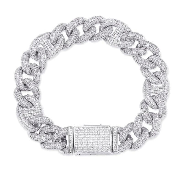 Moissanite Iced Out Figaro Link Hip Hop Bracelets