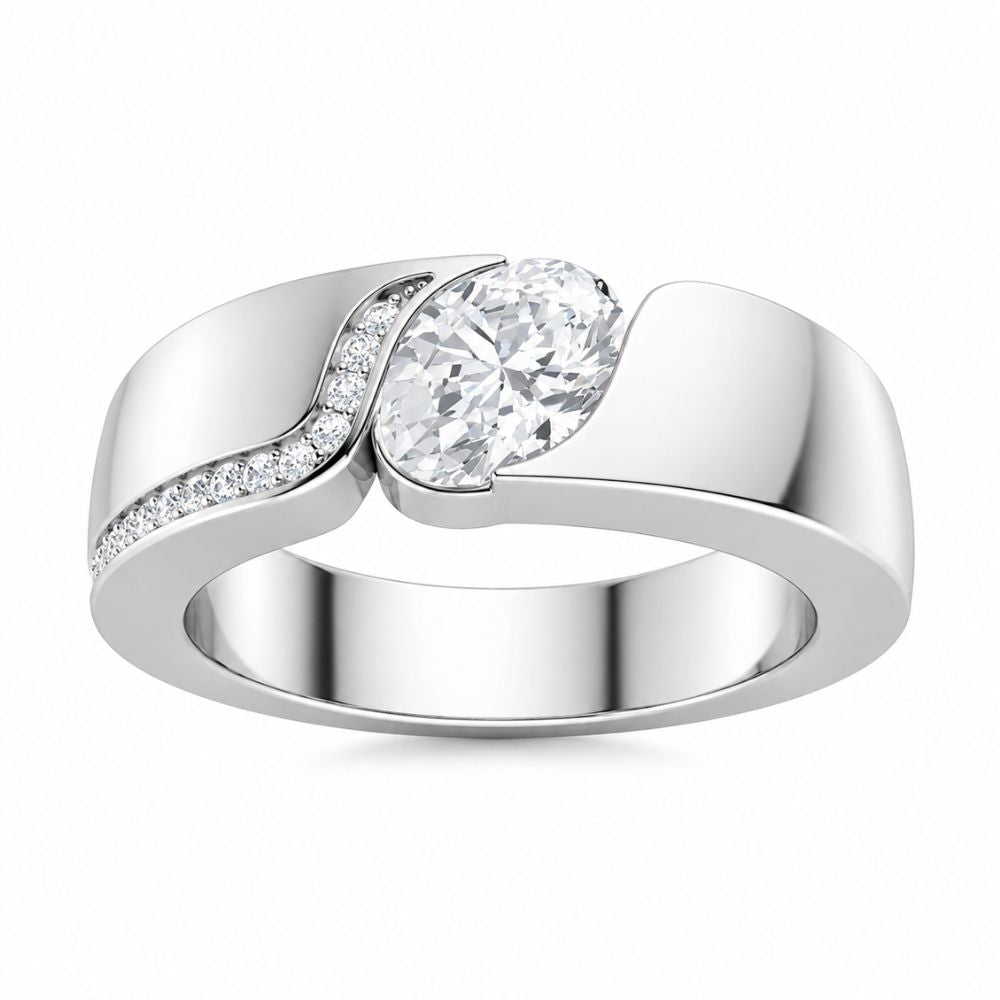 Oval Cut Lab Grown Diamond Classic Wedding Band For Men