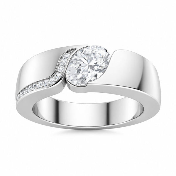 Oval Cut Lab Grown Diamond Classic Wedding Band For Men