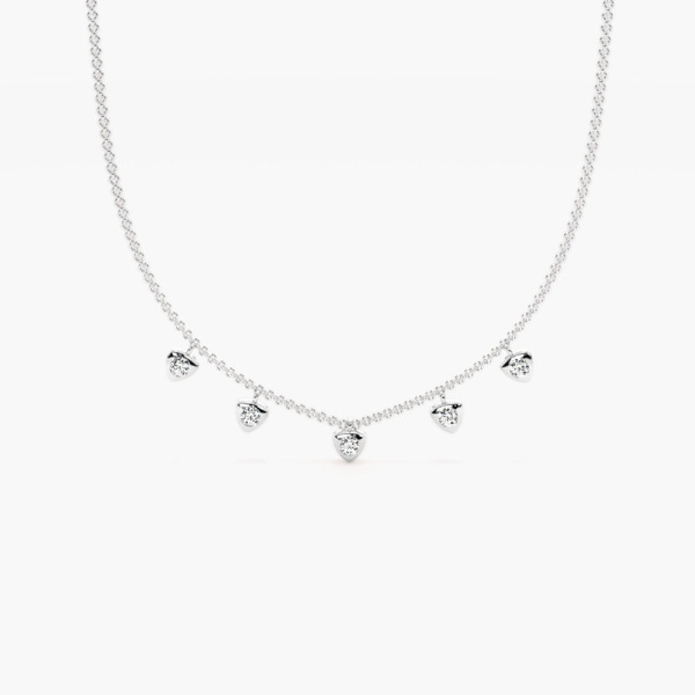 Round Cut Moissanite Five Stone Bezel Set Pendant