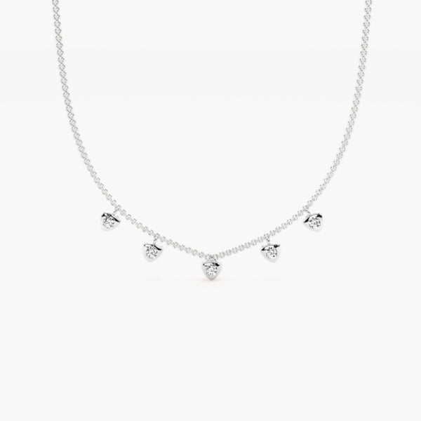 Round Cut Moissanite Five Stone Bezel Set Pendant