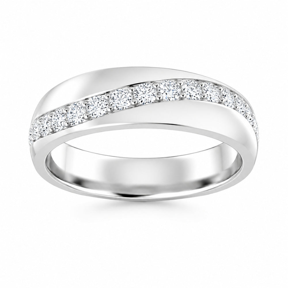 Pave Set Round Cut Lab Grown Diamond Classic Wedding Band
