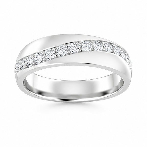 Pave Set Round Cut Lab Grown Diamond Classic Wedding Band
