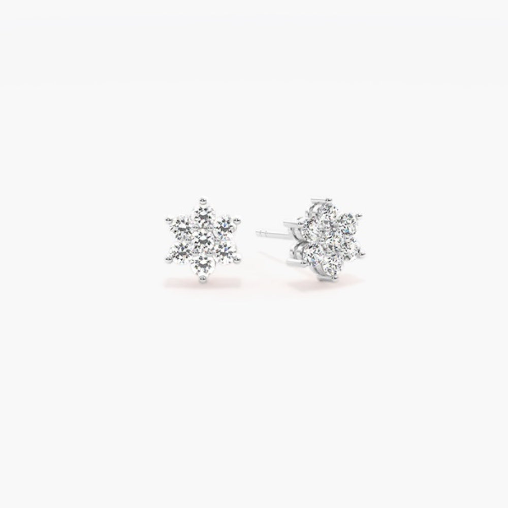 Round Cut Colorless Moissanite Stud Earring For Women