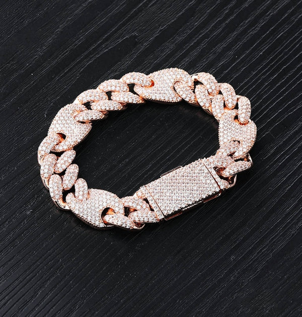 Round Cut Moissanite Iced Out Men's Hip Hop Bracelet