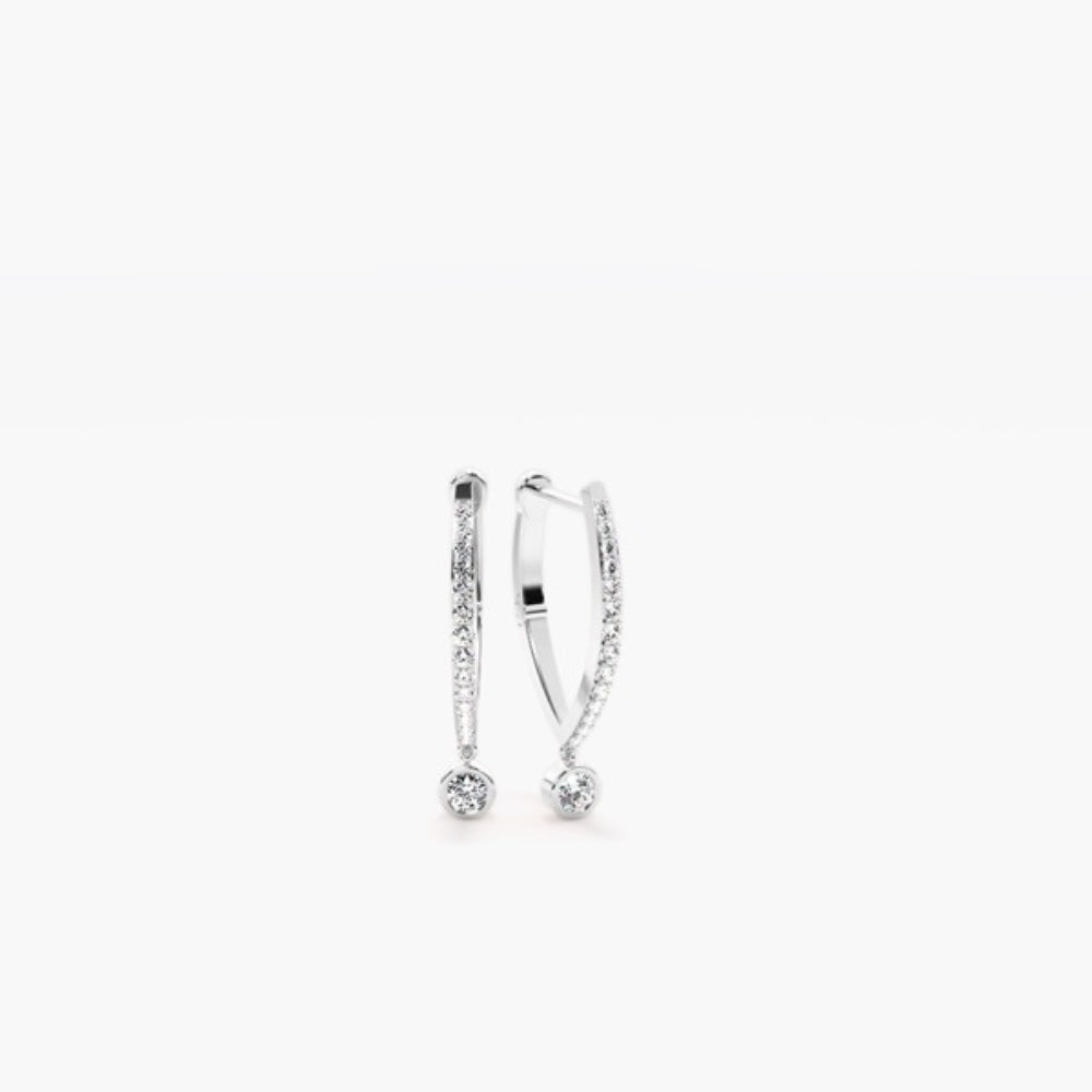 Moissanite Round Cut Classic Pave Set Hoop Earrings
