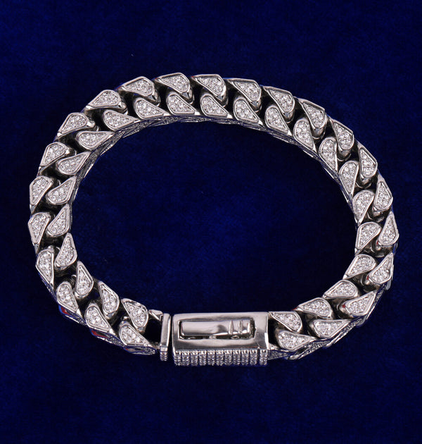 Colorless Moissanite Round Cut Cuban Hip Hop Brscelet