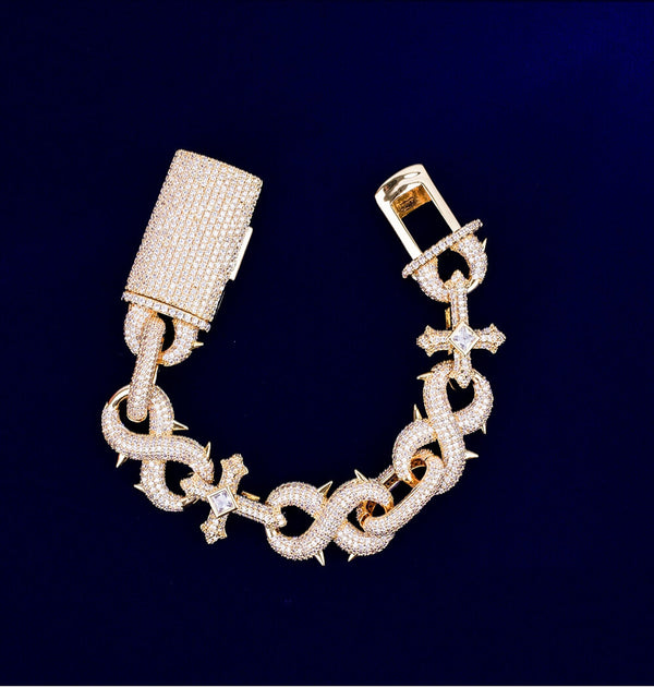 Moissanite Iced Out Cross Infinity Link Hip Hop Bracelet For Men