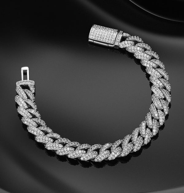 Colorless Moissanite  Iced Out Cuban Link Bracelet