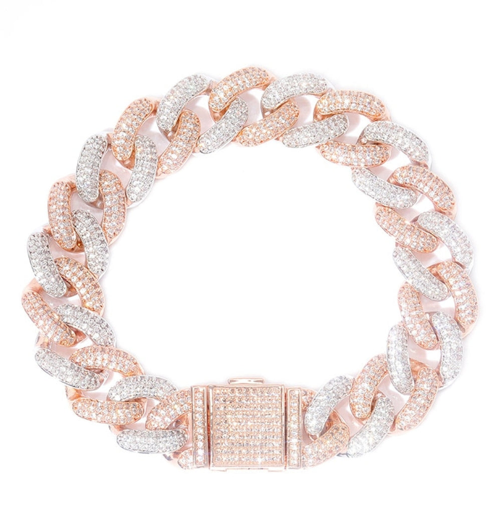 Round Brilliant Cut Moissanite Cuban Link Hip Hop Bracelet