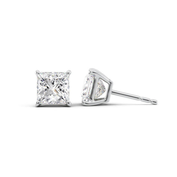 Moissanite Princess Cut Basket Prong Stud Earring