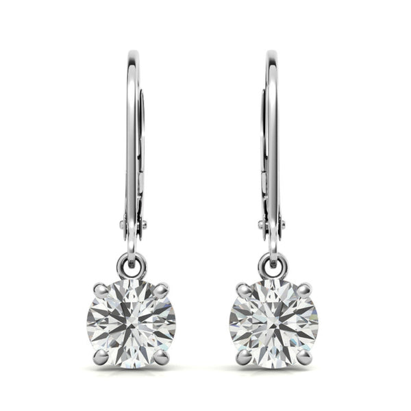 Solitaire Round Cut Moissanite Women's Drop Dangle Earrings
