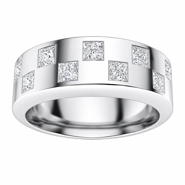 Princess Cut Lab Grown Diamond Flush Set Wedding Band