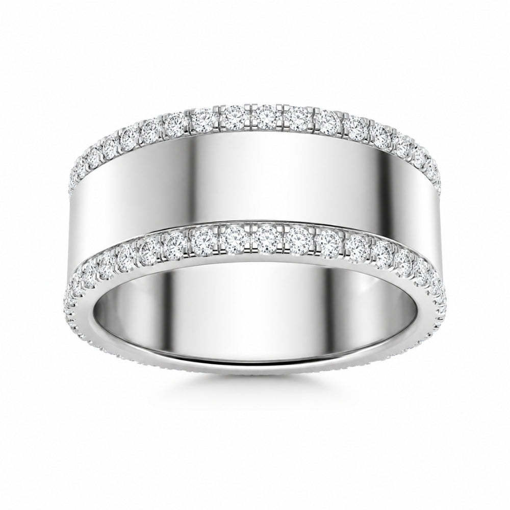 Round Cut Lab Grown Diamond Pave Set Wedding Band For Men