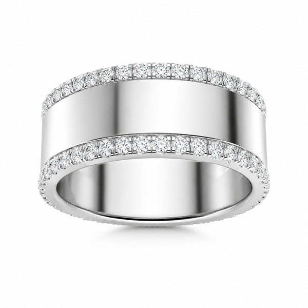 Round Cut Lab Grown Diamond Pave Set Wedding Band For Men