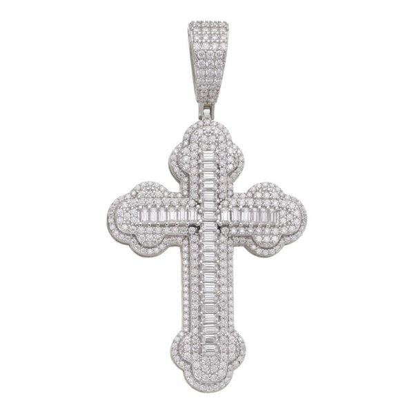 Baguette Cut Iced Out Moissanite Cross Pendant