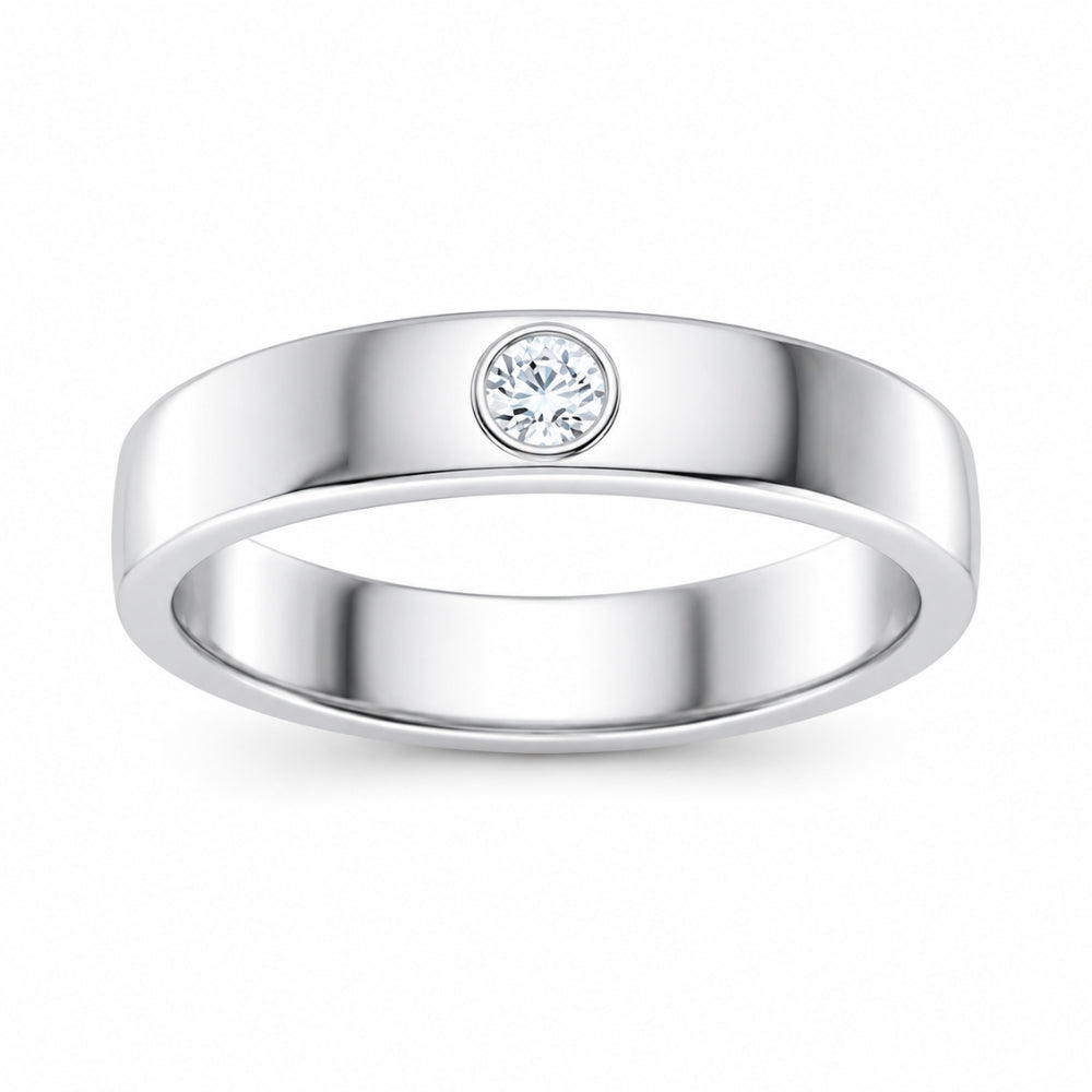 Bezel Set Round Cut Lab Grown Diamond Wedding Band For Men