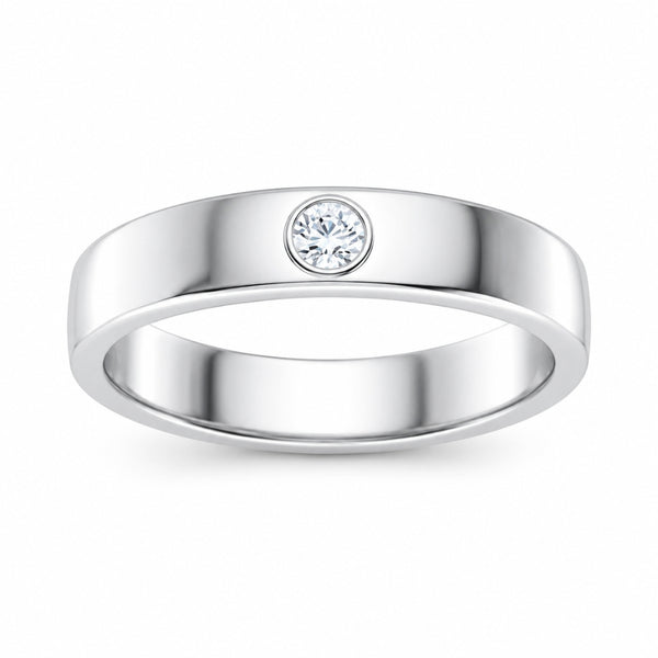 Bezel Set Round Cut Lab Grown Diamond Wedding Band For Men