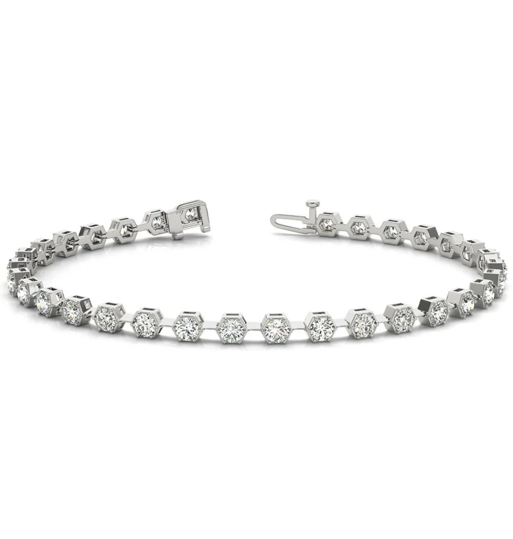 Round Cut Colorless Moissanite Classic Tennis Bracelet