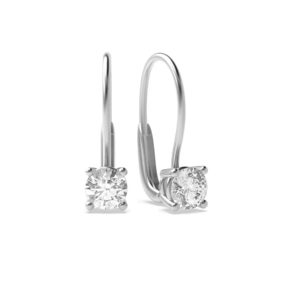 Round Brilliant Cut Moissanite Solitaire Drop Dangle Earrings