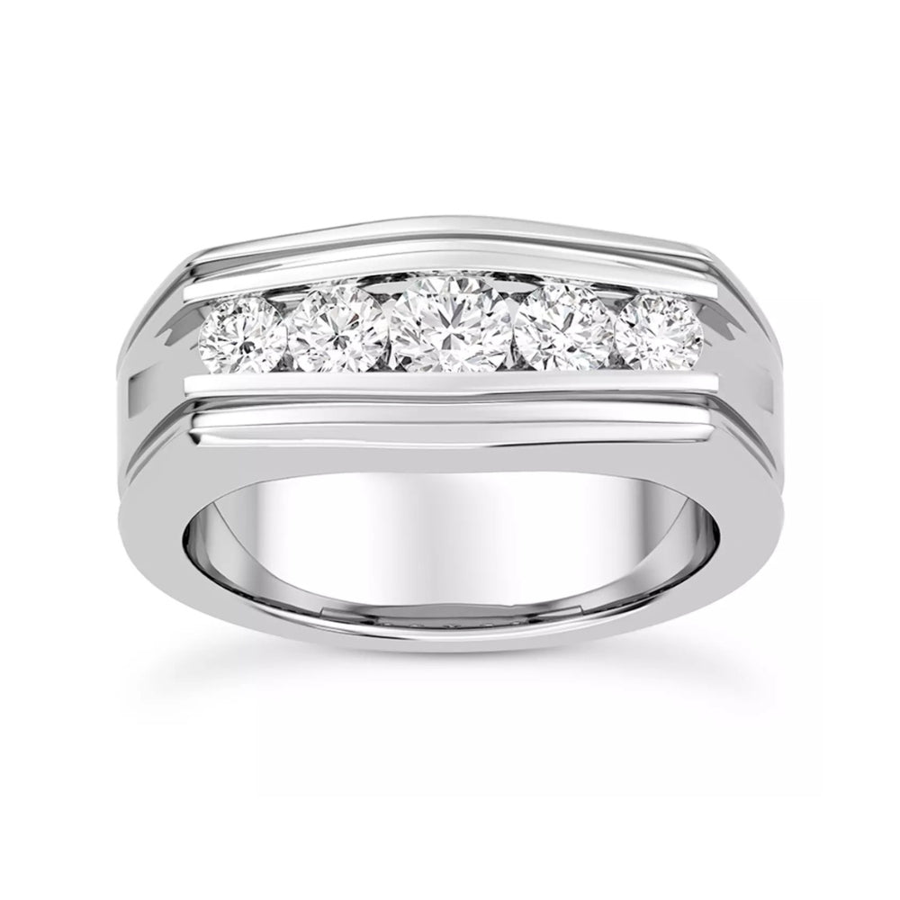Round Cut Lab Frown Diamond Five Stone Engagement Ring