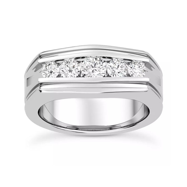 Round Cut Lab Frown Diamond Five Stone Engagement Ring