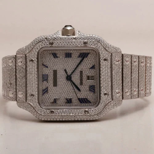 Iced Out Moissanite Diamond Cartier Men's Watch Gift for Him