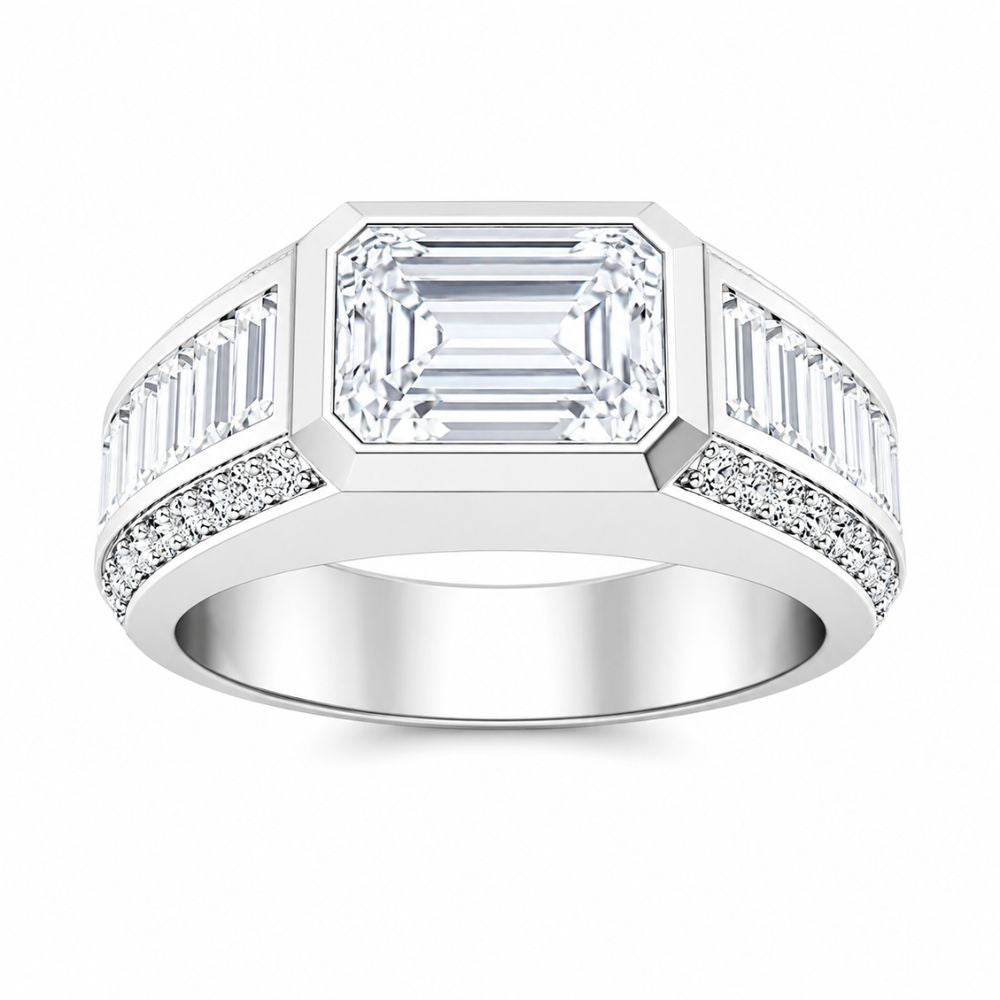 Emerald Cut Lab Grown Diamond Classic Men's Engagement Ring