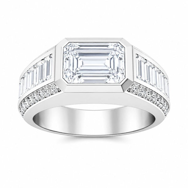 Emerald Cut Lab Grown Diamond Classic Men's Engagement Ring
