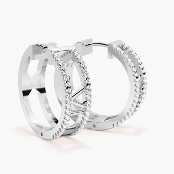 Round Cut Moissanite Pave Set Hoop Earrings For Women