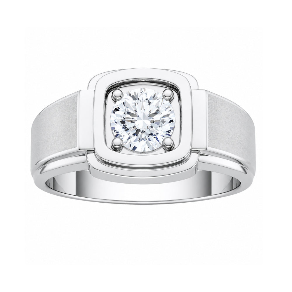 Round Cut Lab Grown Diamond Solitaire Engagement Ring For Men