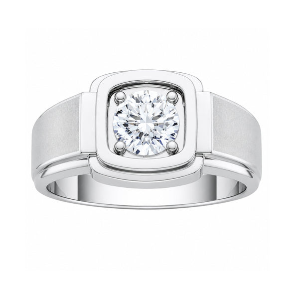 Round Cut Lab Grown Diamond Solitaire Engagement Ring For Men