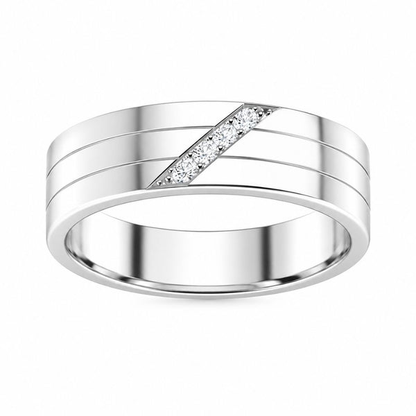 Round Cut Lab Grown Diamond Pave Set Men's Band